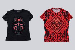 ALEXANDER MCQUEEN - A PAIR OF S/S 2013 GEOMETRIC SKULL T-SHIRTS