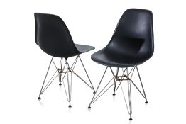 A PAIR OF HERMAN MILLER BLACK 'DSR' SIDE CHAIRS