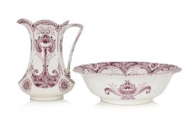 AN ART NOUVEAU WASH BASIN AND JUG