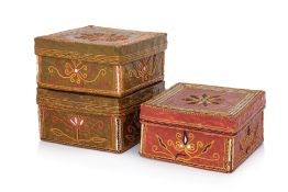 A GROUP OF THREE INDIAN NESTING BOXES