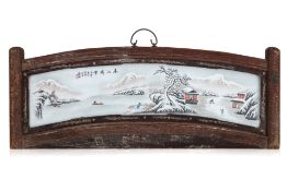 A CHINESE PORCELAIN WINTER LANDSCAPE PANEL