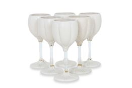 A SET OF SIX WINE GOBLETS BY NEWMAN CERAMIC WORKS