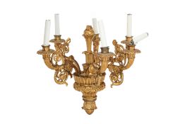 A GILT METAL CHANDELIER
