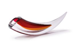 A GORAN WARFF HORN-SHAPED ART GLASS VASE FOR KOSTA BODA