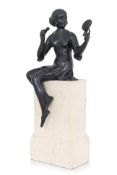 AN ART DECO STYLE BRONZE SCULPTURE AFTER FERDINAND PREISS