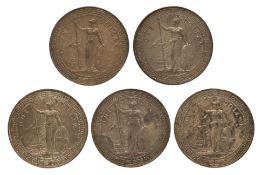 GREAT BRITAIN BRITISH TRADE DOLLAR ASSORTED DATES 1897-1912 (5)