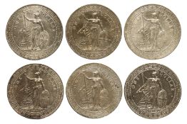 GREAT BRITAIN BRITISH TRADE DOLLAR 1911 B; 1912 B (6)