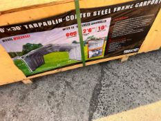 20X30 STEEL FRAME CARPORT C.W TARPAULIN SIDES & RO