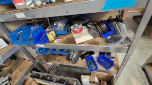 WORKSHOP CONSUMABLES ON 2 SHELVES *** OFFSITE TQ12 *** This lot is part of an unreserved dispersal o