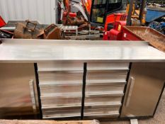 UNUSED 7FT 10 DRAWER & 2 CUPBOARD WORK BENCH