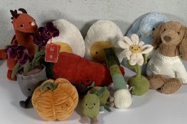 Mixed lot of twenty four Jellycat soft toys. Preowned