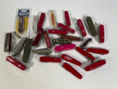 Twenty Seven Assorted Multi-tools (Swiss Army Knives), largely Victorinox - Pre-owned (overs 18's on
