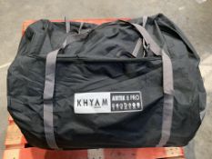 Pre-owned Khyam AirTek 8 Pro Air Tent with wheelable carry case, 6000 weatherproof, outer bag slight