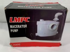 LMPC Macerator Pump H400, 400w, 230v/50hz, 145L/min flow. As new