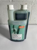 Nineteen Stihl HP Super 2 Stroke Oil 1ltr Metered Measured Bottle Part No. 0781 319 8054.