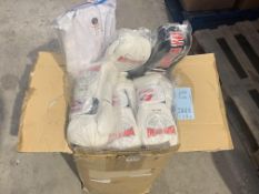 A Quantity of Fifteen Muay Thai Gloves and Ten Karate Uniforms. All As New.