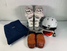 Women's Skiing items to include Dalbello Luna 80 Ski Boots (Size 25.5), Venue Helmet White (M 55-59c