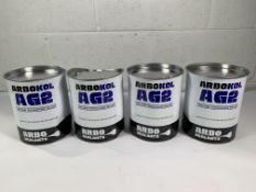 Four Arbokol AG2 Two Part Polysulphide Sealant - 2.5 Litres Tins - Grey - Dents To Containers.