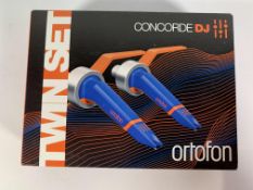 Ortofon Twin Set Concorde DJ Cartridges, Spherical Stylus, 4.0G Tracking Force, 6mV Output, 20-2000