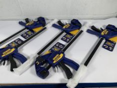 Five Irwin quick-grip bar clamp and spreaders 18