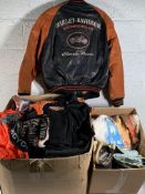 A Quantity of Assorted Pre-owned Harley Davidson Tops, Jackets, Jeans and Related Items.