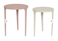 As new Auxiliary Side Table Set, two Aluminium 40 x 40 x 50 in Pink and Beige, Modern Style in Box (