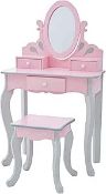 Teamson Kids Rapunzel Wooden Vanity Set (TD-12851B ) 63.0x32.0x99.1cm, Grey/Pink. As new