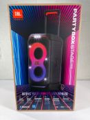 JBL PartyBox Stage 320 Portable Bluetooth Party Speaker with Wheels - New.