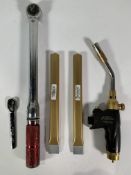 Five Tool Related Items To Include Mac Tools Torque Wrench, Snap on Rachet, Firejet Nerrad Tools Gas