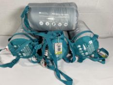 Four Mountain Warehouse Microlite 950 Sleeping Bags - 3 Regular (200cm) and 1 Long (215cm).