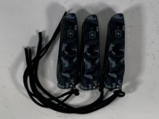 Three Victorinox Skipper Swiss Army Knife - Navy Camouflage. Pre-owned. (Over 18s Only).