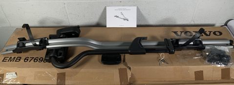Volvo Aluminium Roof Mounted Bicycle Holder, Silver, 2 Spare Keys, Box has Rips and is Opened. (EMB