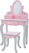 Teamson Kids Fantasy Fields - Little Princess Rapunzel Play Vanity Set - Pink / Grey, Boxed. (Stock
