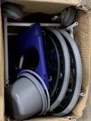 Kmina Pro Commode Shower Wheelchair in Blue/White. Box Damaged.