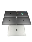 Five pre-owned Apple MacBooks sold for parts (iCloud locked) (All items sold as seen for parts only)