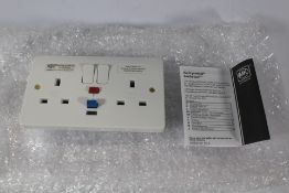 Ten MK K6231WHI RCD White Moulded Sentry Sockets 2 Gang 30mA - Active.