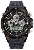 Martyn Line 2919B Black Multi-Function Rubber Watch (Stock Image).