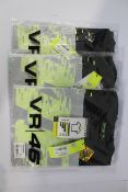 Three VR46 Official Valentino Rossi Monza Monster T-Shirt in Black, all size S (REF: MOMTS397104).