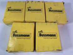 Fifty Cooper Eaton Bussmann High Voltage Fuses (HVJ-1/8). Some boxes in tatty condition.