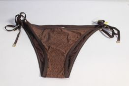 Micheal Kors Bikini Bottoms Chocolate with Tie Sides, Size 12 (M).