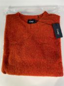 Drakes Brushed Shetland Crew Neck Jumper - Orange - M.