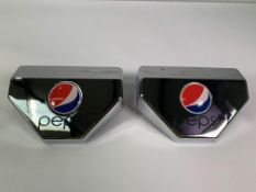 Pair Of Metal Pepsi Dispenser Display / Advertising Bar Toppers, Few Slight Marks. Pre-Owned.