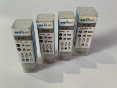 Forty Unibor Multi-Tooth Cutter M2 HSS,14,16,18,22mm. As New (some cases damaged, three without case