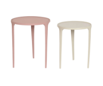 As new Auxiliary Side Table Set, two Aluminium 40 x 40 x 50 in Pink and Beige, Modern Style in Box (