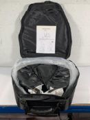 Cellercise mini fitness/exercise trampoline with balance bar in wheelable carry bag, some scuffs on