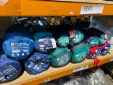 Twelve Assorted Mountain Warehouse Sleeping Bags to include Basecamp 200, Summit 250 and Microlite 5