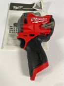 Milwaukee M12FIW38-0 Impact Wrench 12v 3/8