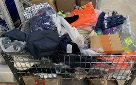 A large basket of assorted new clothing and related items (Basket not included)