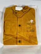 Weldas Golden Brown Split Cowleather Welding Jacket with Flame Retardant Cotton Back - L - New.