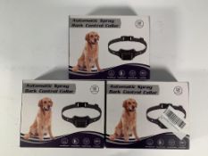 Three Automatic Spray Bark Control Collars, USB Charing, IP67 Waterproof, 3 Speeds of Spray, 3 Sensi